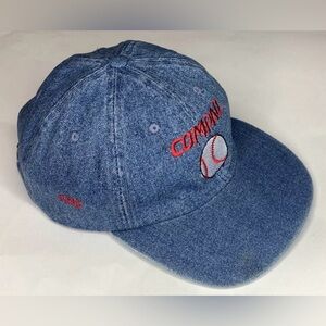 Vintage 90s COMPAQ Computers Full Denim Baseball Ball Of Famers Adjustable Cap